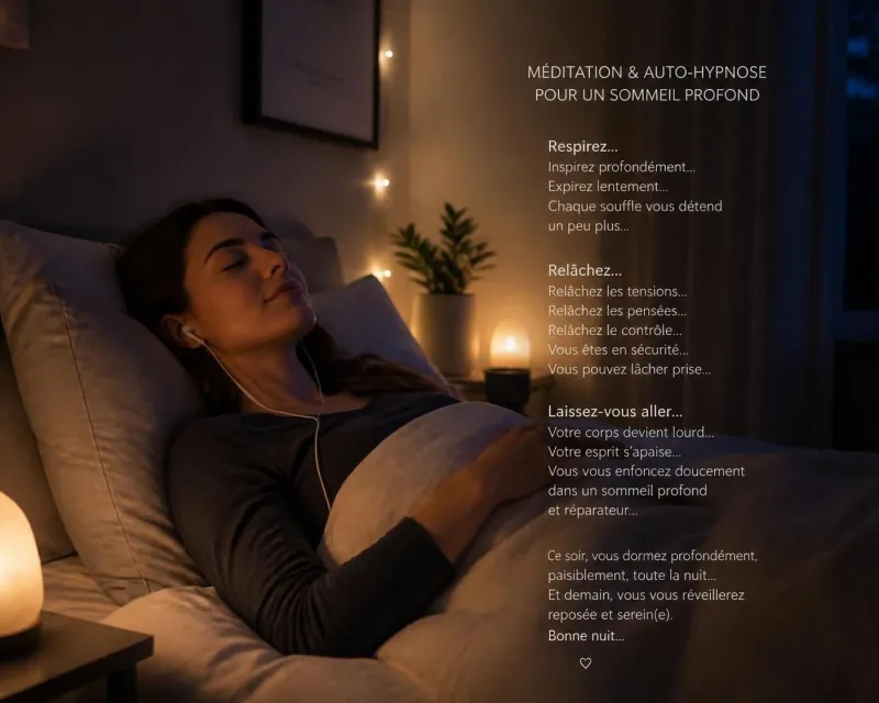 découvrez nos conseils pour bien dormir : routine du soir apaisante, techniques de relaxation et auto-hypnose douce pour un sommeil profond et réparateur.