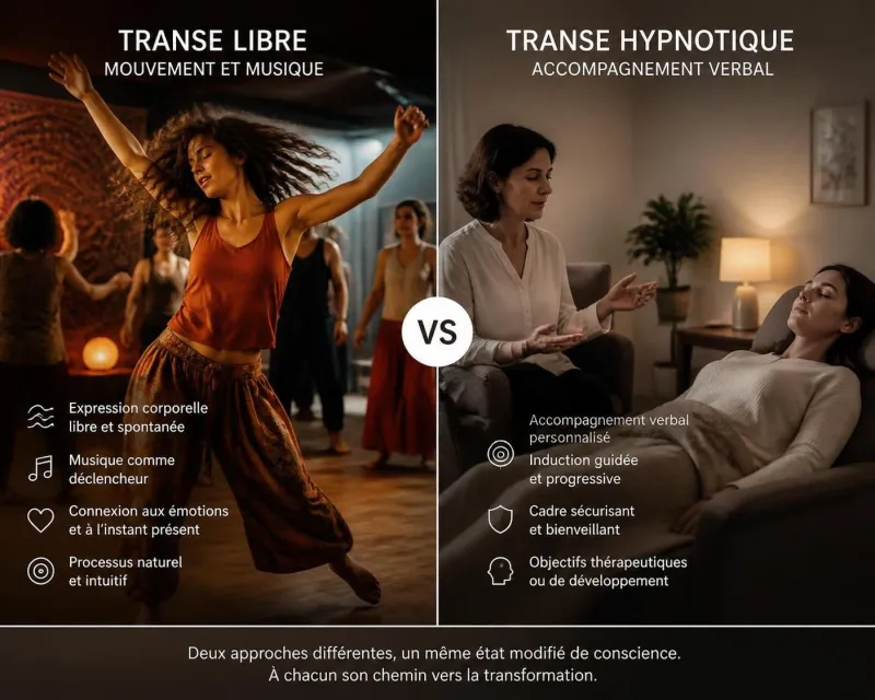 découvrez la définition simple de la transe et explorez les différences clés avec la transe hypnotique pour mieux comprendre ces états modifiés de conscience.